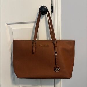 Michael Kors Cognac Saffiano Leather Tote with Gold Hardware